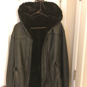 Wilson Leather Jacket with Hood and Fur Inside